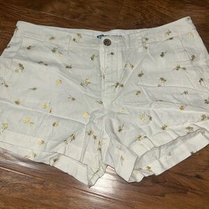 Old Navy Cream Shorts with Gold palm trees